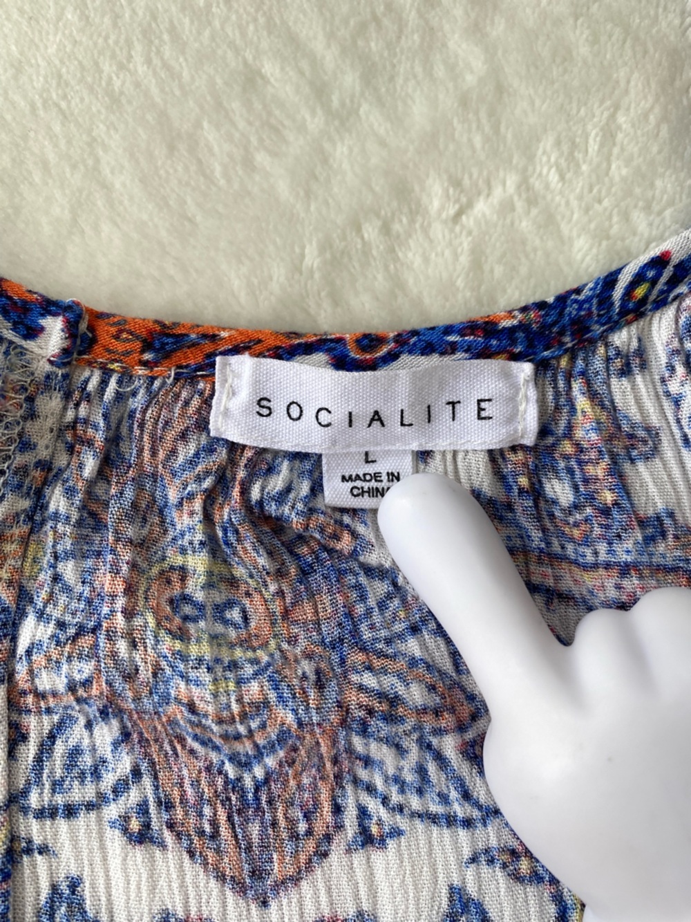 Socialite Paisley Wide Leg Jumpsuit Size Large Pockets Boho Vacation - Picture 9 of 10